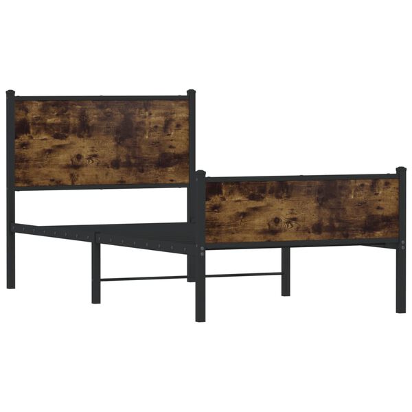 vidaXL Cadre de lit en m&eacute;tal sans matelas ch&ecirc;ne fum&eacute; 80x200 cm