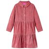 Robe enfants &agrave; manches longues velours c&ocirc;tel&eacute; rose ancien 92