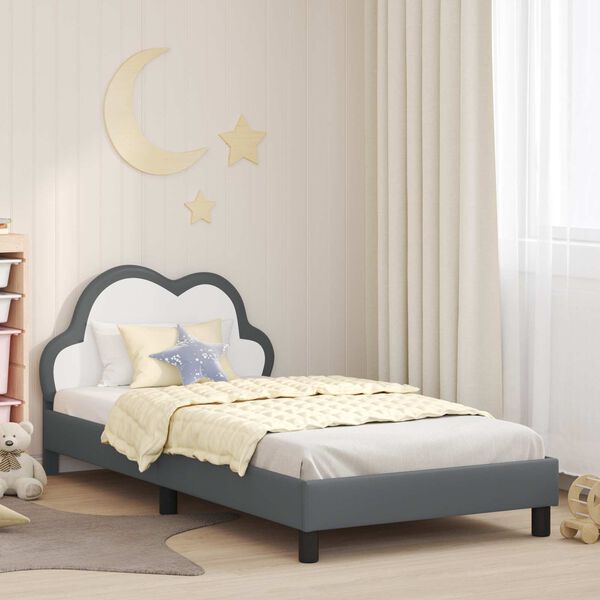 vidaXL Cadre de lit avec t&ecirc;te de lit Gris clair 80 x 200 cm PU