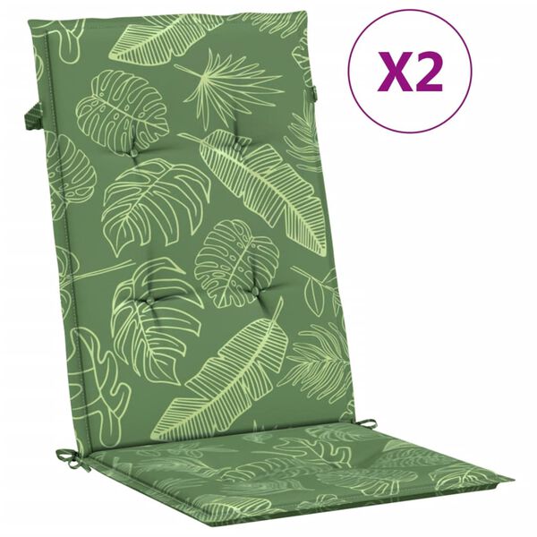 vidaXL Coussins de chaise &agrave; dossier haut lot de 2 mod&egrave;le de feuille