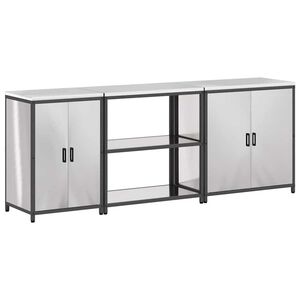 vidaXL Ensemble de rangement cuisine 3 pcs Argent&eacute; Acier inoxydable