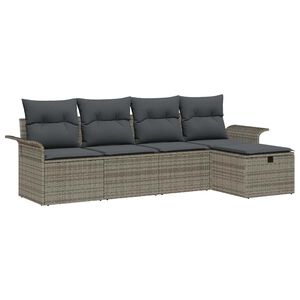 vidaXL Ensemble de canap&eacute; de jardin 5 pc Gris polyrotin
