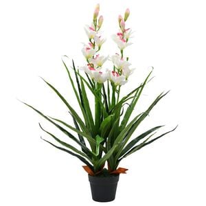 vidaXL Plante artificielle Orchid&eacute;e Cymbidium avec pot 100 cm Vert