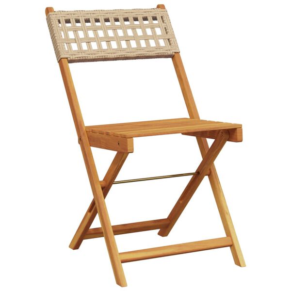vidaXL Ensemble de bistro 3 pcs beige résine tressée et bois massif