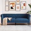 vidaXL Canapé Chesterfield 3 places bleu tissu