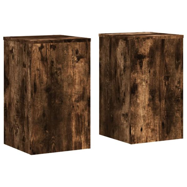 vidaXL Supports pour plantes 2 pcs ch&ecirc;ne fum&eacute; bois d'ing&eacute;nierie