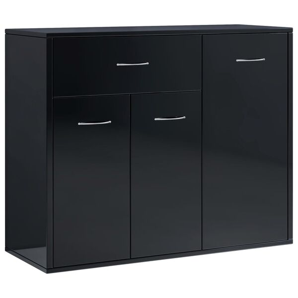vidaXL Buffet noir brillant 88x30x70 cm bois d'ing&eacute;nierie