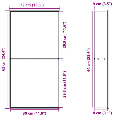 vidaXL Niche de douche noir mat 32x62x9 cm acier inoxydable