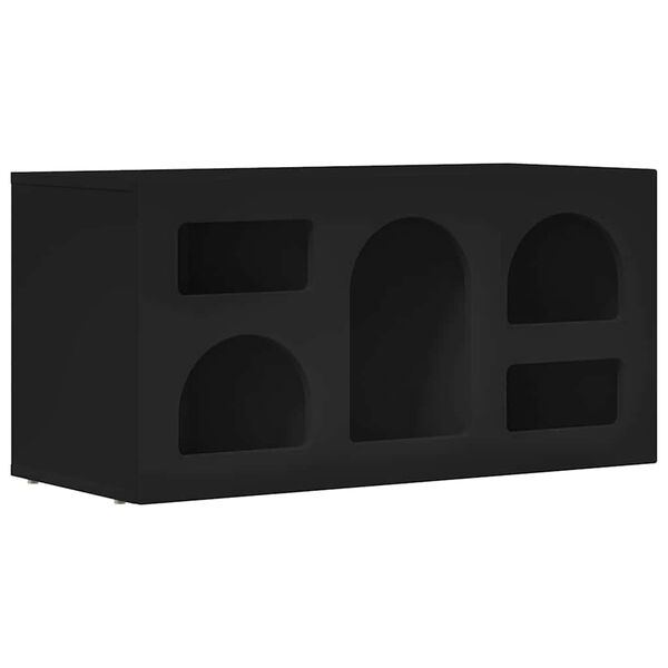 vidaXL Meuble TV Noir 80 x 35 x 40 cm Bois d'ing&eacute;nierie