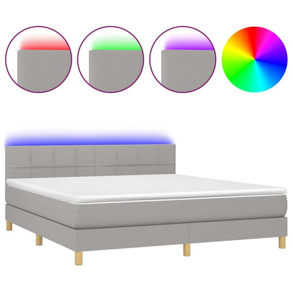 vidaXL Sommier &agrave; lattes de lit matelas LED Gris clair 160x200 cm Tissu