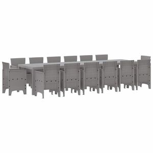 vidaXL Ensemble de salle &agrave; manger pour jardin 15 pcs Gris clair