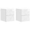 vidaXL Cabinet de chevet mural 2 pi&egrave;ces Blanc brillant