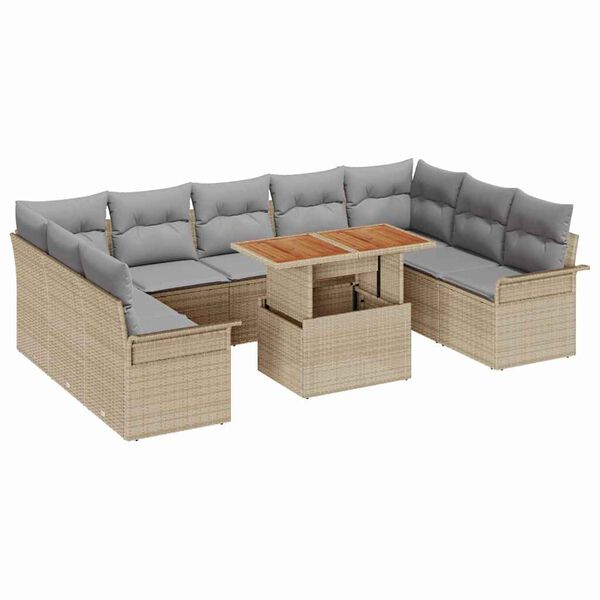 vidaXL Ensemble de canap&eacute; de jardin 10 pcs beige et gris clair