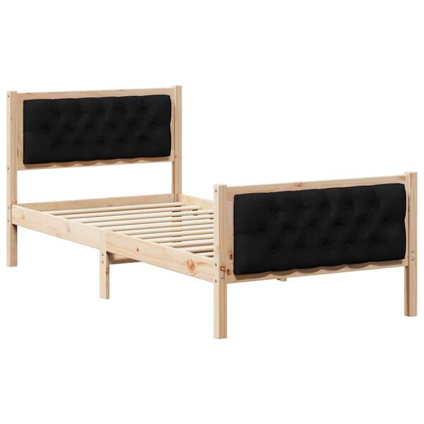 vidaXL Cadre de lit avec t&ecirc;te de lit Noir 90 x 190 cm Pin massif