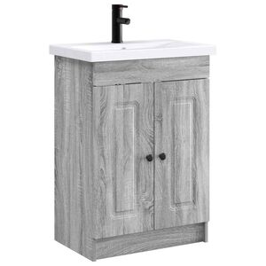 vidaXL Ensemble de mobilier de salle de bain Sonoma gris