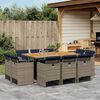 vidaXL Ensemble &agrave; manger de jardin 11 pcs coussins gris r&eacute;sine tress&eacute;e