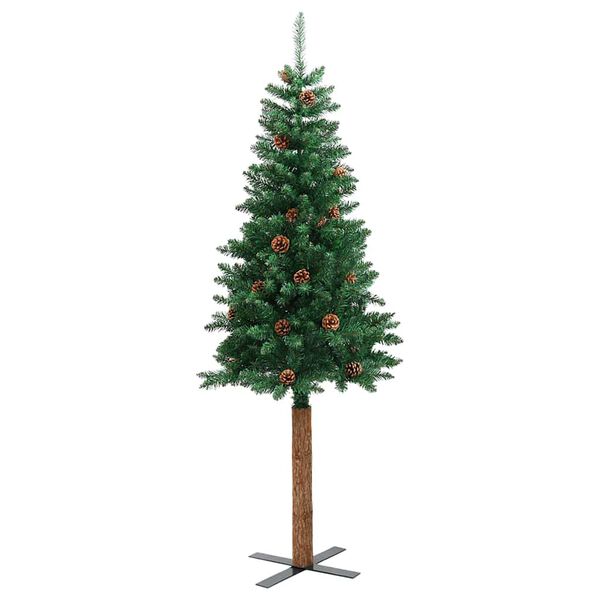 vidaXL Sapin de No&euml;l mince Vert 180 cm PVC et bois de pin massif