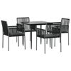 vidaXL Ensemble &agrave; manger de jardin coussins 5pcs noir rotin et acier