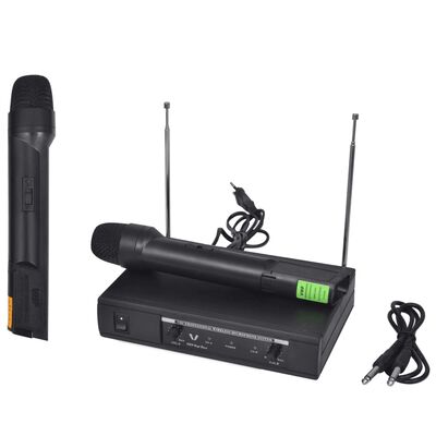 vidaXL Récepteur avec 2 microphones sans fil VHF