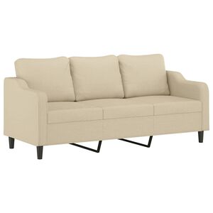 vidaXL Canap&eacute; &agrave; 3 places Cr&egrave;me 180 cm Tissu