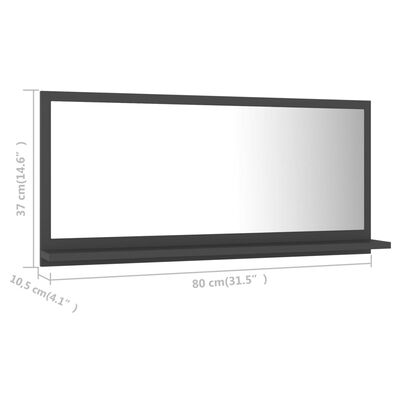 vidaXL Miroir de salle de bain Gris 80x10,5x37 cm Aggloméré