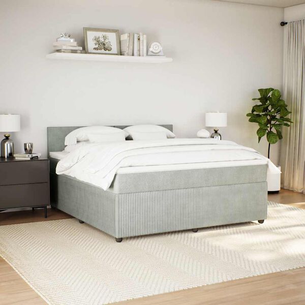vidaXL Sommier &agrave; lattes de lit et matelas Gris clair 180x200cm Velours