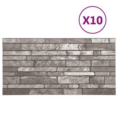 vidaXL Panneaux muraux 3D avec design de brique gris foncé 10 pcs EPS