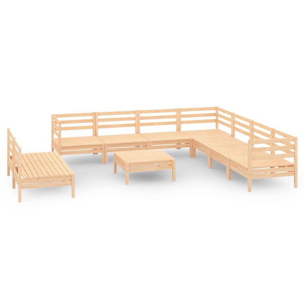 vidaXL Salon de jardin 10 pcs Bois de pin massif