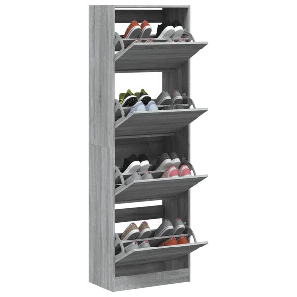vidaXL Armoire &agrave; chaussures 4 tiroirs rabattables sonoma gris