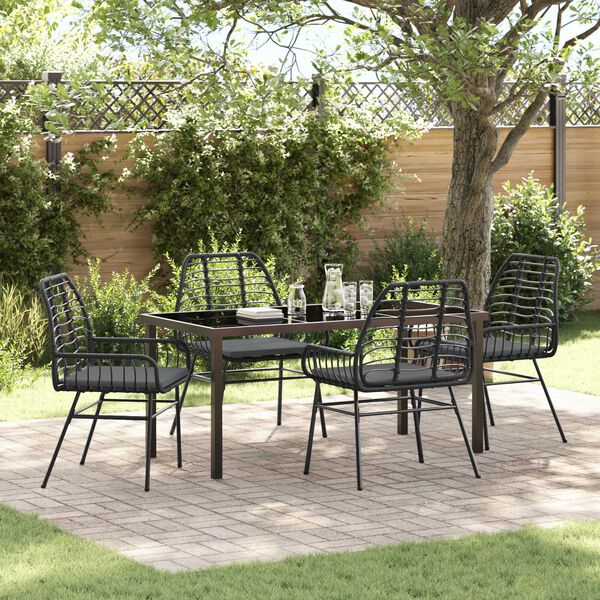 vidaXL Ensemble de salle &agrave; manger pour jardin 5 pcs Noir polyrotin