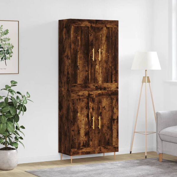 vidaXL Buffet haut Ch&ecirc;ne fum&eacute; 69,5x34x180 cm Bois d'ing&eacute;nierie