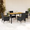 vidaXL Ensemble &agrave; manger de jardin et coussins 5 pcs noir rotin acacia