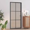 vidaXL Porte int&eacute;rieure 93x201,5 cm Noir Verre mat et aluminium