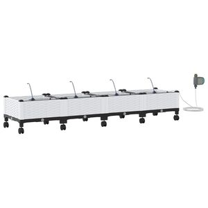 vidaXL Porte-plante de jardin avec irrigation et roues 4 pc Blanc PP