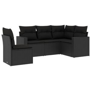 vidaXL Salon de jardin 5 pcs avec coussins noir r&eacute;sine tress&eacute;e