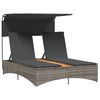 vidaXL Chaise longue double et auvent et coussins gris r&eacute;sine tress&eacute;e