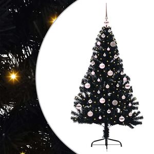 vidaXL Sapin de Noël artificiel pré-éclairé Noir 150 cm PVC