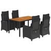 vidaXL Ensemble &agrave; manger de jardin coussins 5pcs Noir R&eacute;sine tress&eacute;e