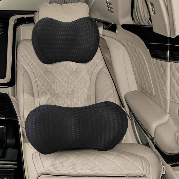 vidaXL Coussin cervical, Coussin dorsal Noir Mousse &agrave; m&eacute;moire de forme