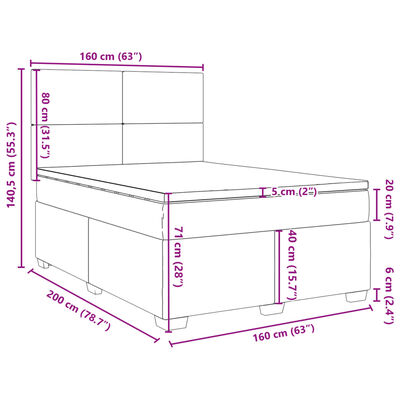 vidaXL Sommier à lattes de lit avec matelas Taupe 160x200 cm Tissu