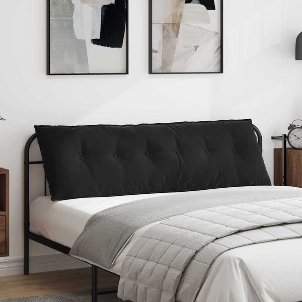 vidaXL Coussin de Dos Noir 160 x 50 cm Tissu en velours c&ocirc;tel&eacute;