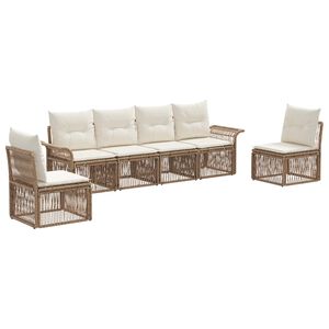 vidaXL Ensemble de canap&eacute; de jardin 6 pc Beige polyrotin