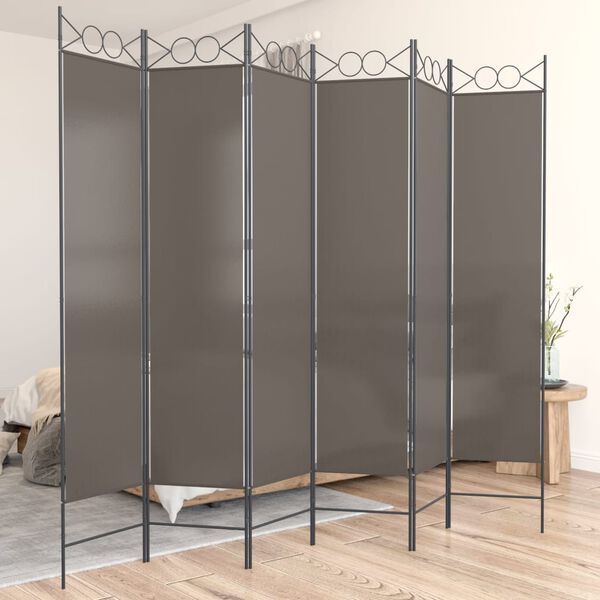 vidaXL Cloison de s&eacute;paration 6 panneaux Anthracite 240x200 cm Tissu