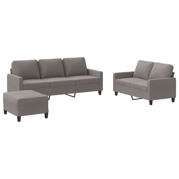 vidaXL Ensemble de canap&eacute;s 3 pcs avec coussins Taupe Tissu