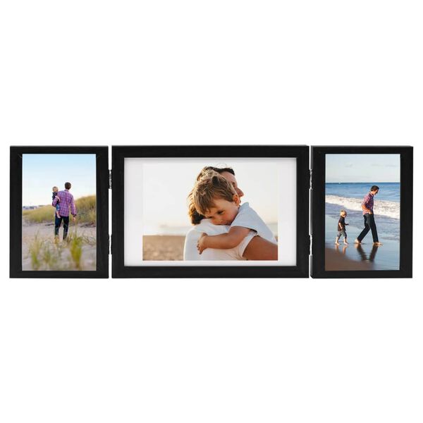 vidaXL Cadre photo d&eacute;pliable Noir 28x18 cm+2x(13x18 cm)