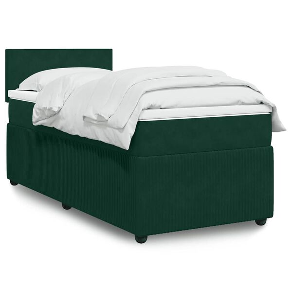 vidaXL Sommier &agrave; lattes de lit avec matelas Vert fonc&eacute; 90x200 cm