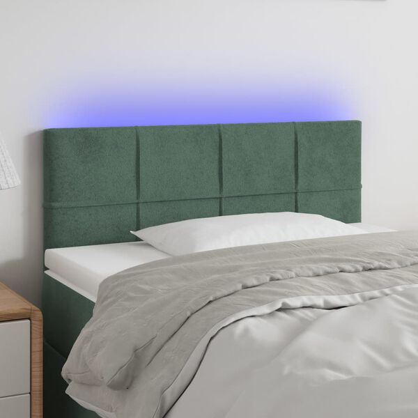 vidaXL T&ecirc;te de lit &agrave; LED Vert fonc&eacute; 100x5x78/88 cm Velours