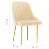 vidaXL Chaises &agrave; manger lot de 4 cr&egrave;me velours