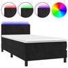 vidaXL Sommier &agrave; lattes de lit avec matelas et LED Noir 100x200 cm