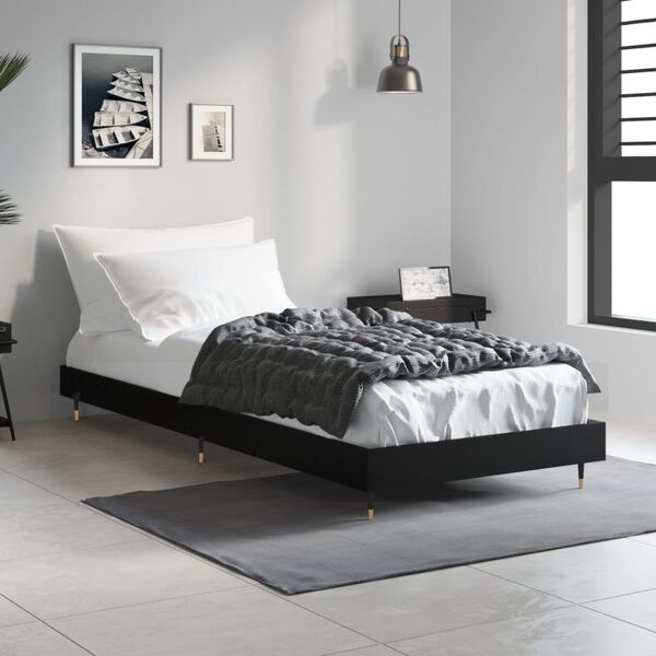 vidaXL Cadre de lit sans matelas noir 75x190 cm bois ing&eacute;nierie